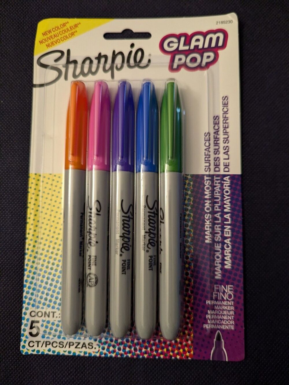 Sharpie 2185230 Glam Pop Assorted Colors Fine Point Permanent Markers Lot of 3